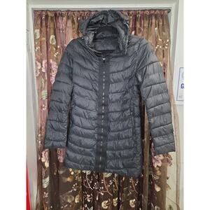 Gap Cold Control Black Hood and Pockets Packable Midi Coat Small